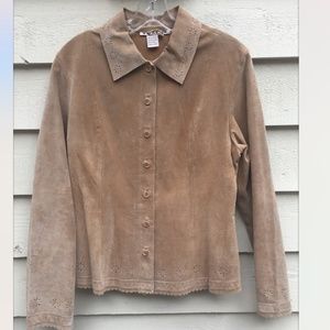A.M.I. Tan Leather Jacket, Size M